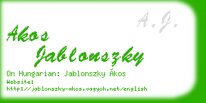 akos jablonszky business card